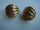 Domed Pierced Earrings in Goldtone - Ridges - Elegant & Chic — photo 1