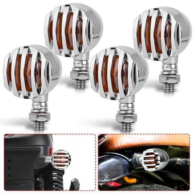 4X Motorcycle Grill Bullet Turn Signals For Harley Cafe Racer Bobber Chopper