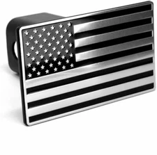 eVerHitch USA Flag Black & Chrome Metal Trailer Hitch Cover Fits 2" Receivers 