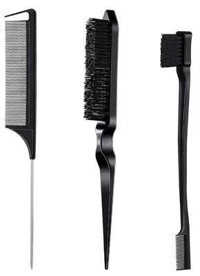 Hair Styling Brush Set - Slick Back Comb, Edge Control Brush, Rat Tail Comb f...