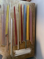 Knitting needles lot of 12 pairs aluminum and plastic and 15 double pointed sngl