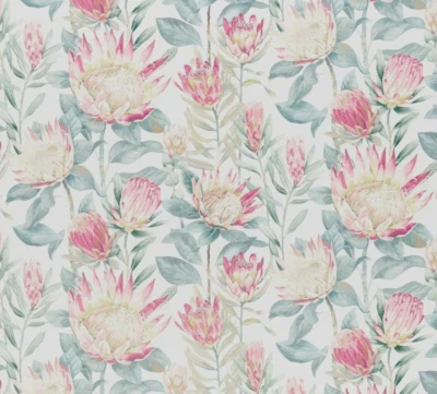 SANDERSON GARDINENSTOFF "KING PROTEA" 2 METER ORCHIDEE/GRAU 100% BAUMWOLLE