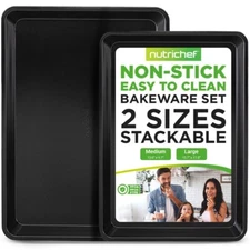 NutriChef 2-Pc. Nonstick Cookie Sheet Baking Pan - Professional Quality