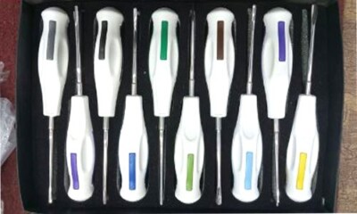 10pcs Dental Root Elevators Luxating Set Oral Surgery Tooth Extraction Loosening