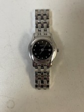 Gucci 11P Diamond Watch 5500L Silver Black Womens Wristwatch Working Tested