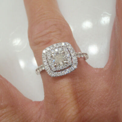 Cushion Cut 2.75Ct Diamond White Gold Over Halo Engagement Ring Simulated Size 8