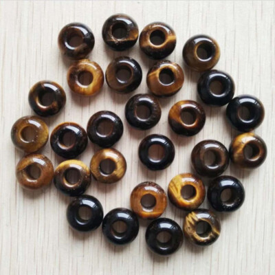 natural tiger's eye stone round shape big hole beads Charms 14mm 50pcs wholesale