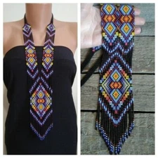 Handmade Necklace Seed Bead Boho American Style Netiv Beaded Multi Strand