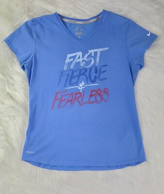 Nike Womens Fast Fierce Fearless Running Shirt V Neck M Shipped