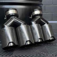BMW M PERFORMANCE BLACK CARBON FIBRE EXHAUST TIPS  STEEL TWIN Y PIECE STAGGERED