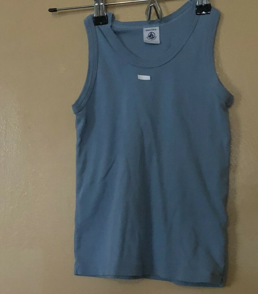  Camiseta sin mangas Petit Beteau para niño talla 6y cuello redondo azul sin mangas  Foto 3 de 4