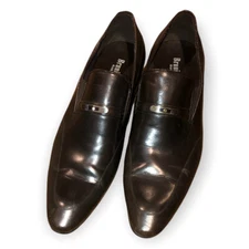 Bruni Cavalli Hand Made Leather Loafers Mens US 8.5 Turkey 39 Jewel Stud Brown