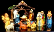 2" Mini Figures 11 pc Nativity Set Manger Box Christmas Holiday Holiday Seasons