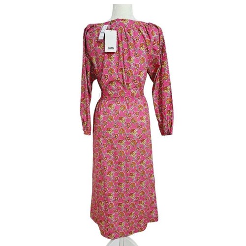 J. Crew Collection Tie Waist Cotton Poplin Dress in Ratti Pink Blooms Floral S - Picture 6 of 11