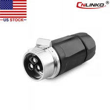 CNLINKO 3 Pin 50A Power Connector Female Docking Plug Waterproof IP67 High Amp