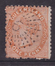 QUEENSLAND 1879-80 1d Red Brown QV FIRST SIDEFACE FINE USED SG 134 (RL71.3)