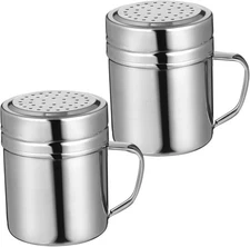 2 Pcs 6oz Stainless Steel Salt and Pepper Shakers Seasoning Jar with Handle