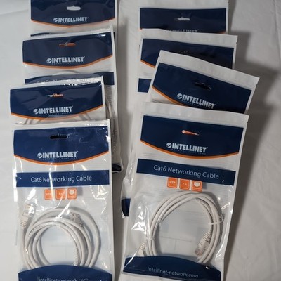 8x Intellinet Cat6 Ethernet Cable 7ft White UTP Mixed New/Open Box