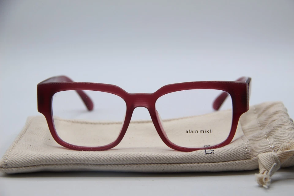 NUEVAS GAFAS ALAIN MIKLI A03504 001 ROSA BORGOÑA AUTÉNTICAS CON ESTUCHE 53-18 Foto 2 de 4