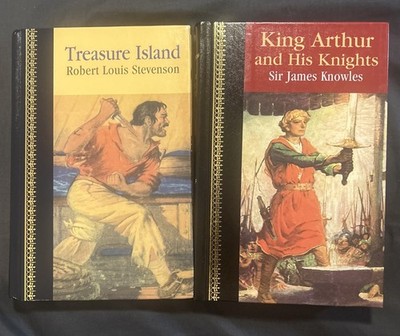 2 Children s Classics HC: Treasure Island + King Arthur & His Knights VERY GOOD