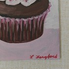 Original Cupcake Oil Painting Pink Dessert Art 5x7 Kitchen Wall Art — photo 2