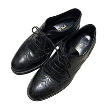 Prada Thick Sole Wing Tip Shoes Leather Black Women's Size EU36.5/US6.5