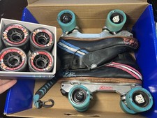Riedell 395 Black Quad Roller Skates Size 9 Avanti Uprock 62x42 92A Wheels USA