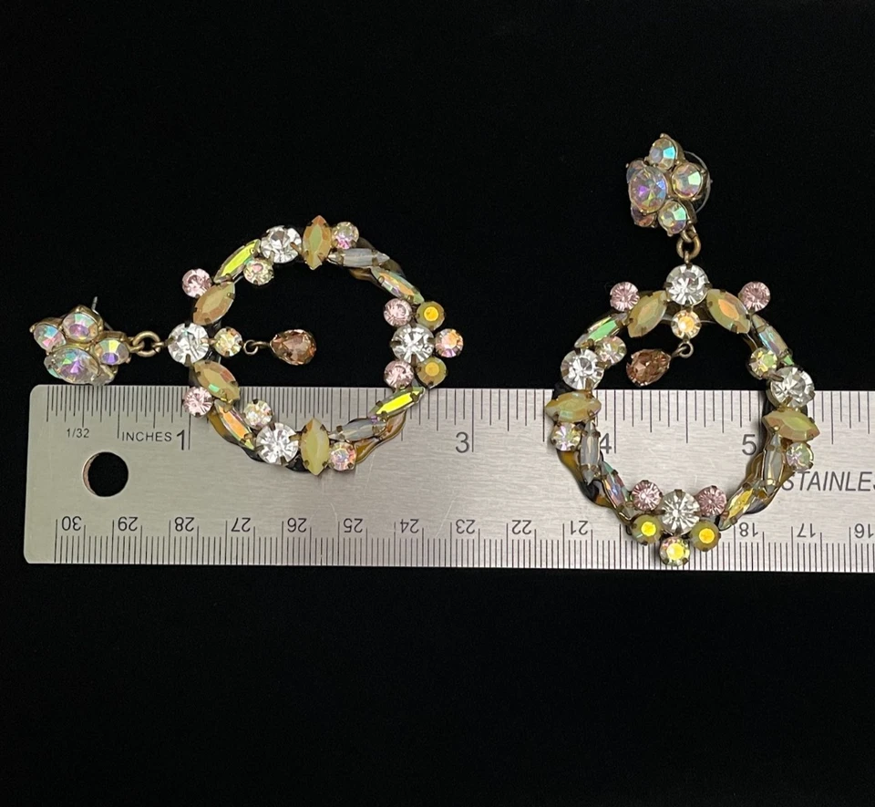 Pendientes J Crew Cristal Brulee Pastel Aro Cuelga AB Flor Tortuga Espalda De Colección Foto 2 de 4