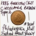 1886 American Indian Head Cent Type 2 Circulated Brown Philadelphia Mint