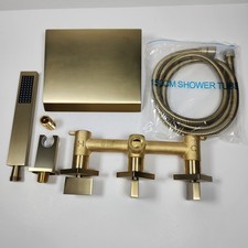 SUMERAIN Wall Mounted Bathtub Faucet Handheld 5 Holes, Brushed Gold S2129BGW