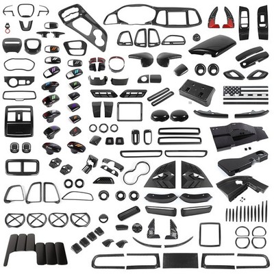 FOR 15+ DODGE CHALLENGER CARBON FIBER ABS EXTERIOR INTERIOR FULL DECOR TRIM KIT