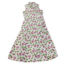 Vintage Old Navy Cottage Prairie Button Front Collared Floral Berry Midi Sz 10