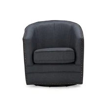 Baxton Studio Porter Contemporary Classic Retro Upholstered Swivel Tub Chair