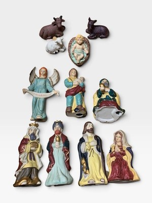 Vintage Made in Japan Nativity Set 11 Pc Hand Painted Christmas Creche Figures
