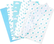 Tissue Paper 50 Pcs Baby Feet Print Blue Tissue Paper for Gift Bags Gift Wrappi