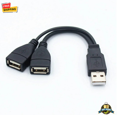 USB 2.0 Male to Dual Female Splitter Cable   Data & Power Extension Adapter 15/3