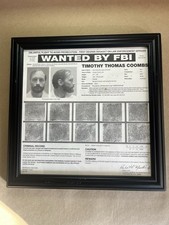 Authentic FBI Wanted Poster In Frame Timothy Thomas Coombs -Ambush Attack .
