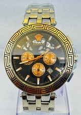 Amazing VERSACE Chronograph Date Indicator Black Dial Quartz Men's Wrist Watch