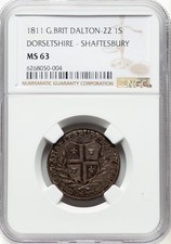 UK - 1811 Dorsetshire. - Silver  Shaftesbury Bank  Shilling Token - NGC MS63