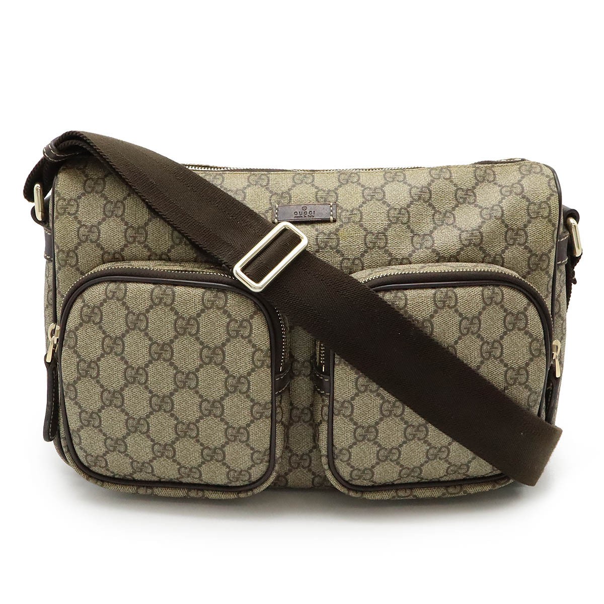 GUCCI GG Supreme Plus Shoulder Crossbody Bag in Khaki Beige Brown PVC Leather