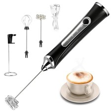 Milk Frother Handheld Rechargeable with Stand Frother Wand Foam Maker 3 Speed