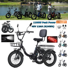 NARRAK Fat Tire Folding Electric Trike Peak Adults 624WH Shimano 7-Speed N6 N3