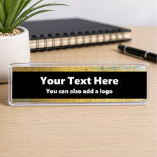Personalised Desk Plaque Sign Title Desk Name Plate - Office Desk Work Gold Edge