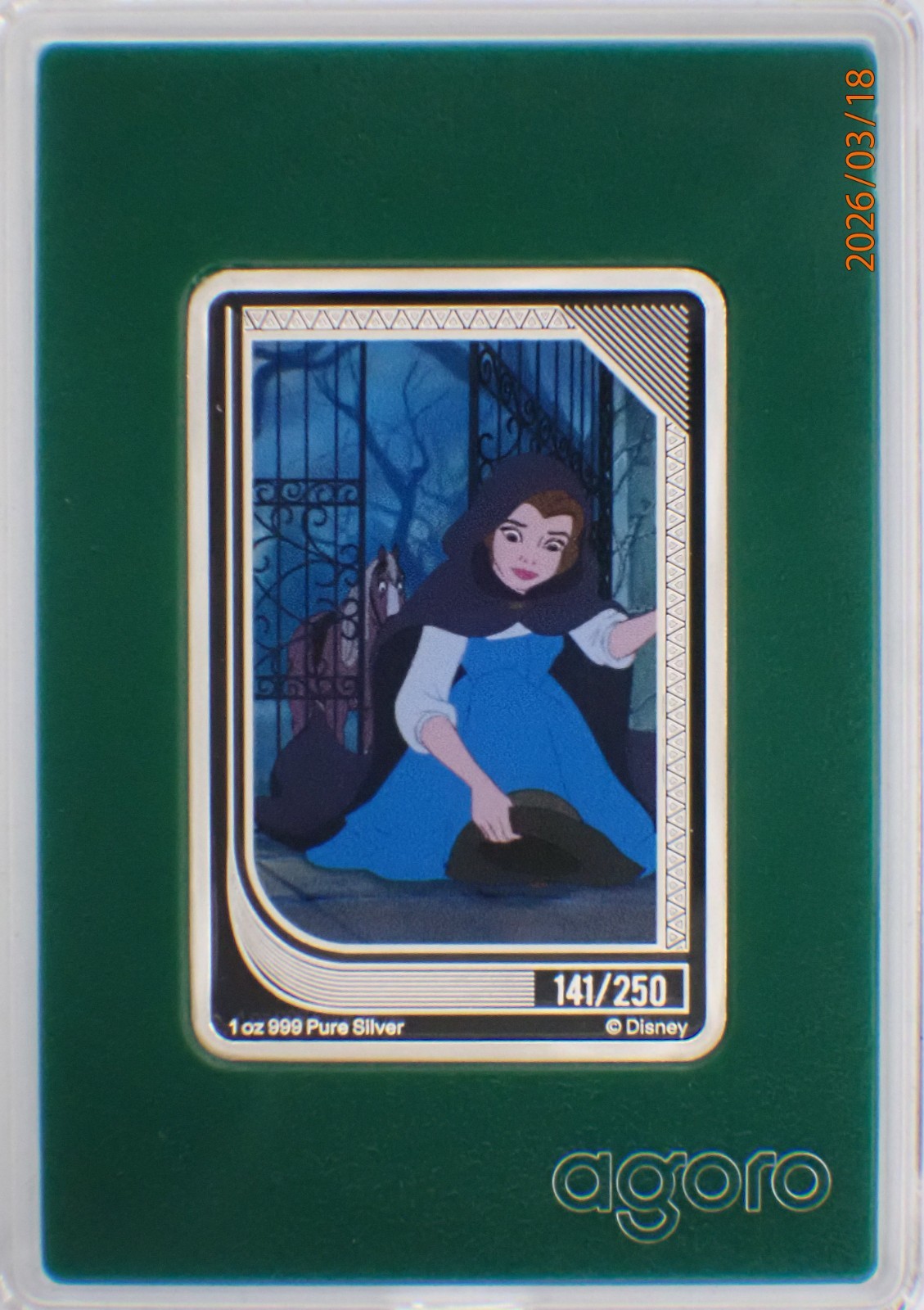 Trading Card Renaissance 2024 Agoro Disney Renaissance Trading Coin Emerald Green Princess Belle ...