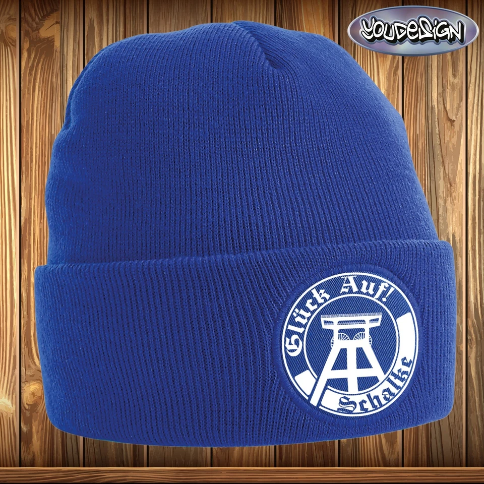 BEECHFIELD Glück Auf Schalke Patch Beanie Pottjunge Strickmütze Mütze Ruhrpott Kohle