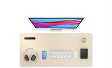 Nowa Aothia Beżowa dł. 91x43cm Duża podkładka na biurko / skóra PU Biurko Blotter