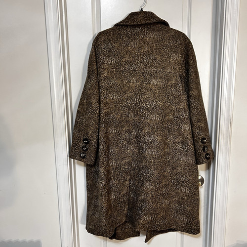 Talbots Double Breasted Cheetah Leopard Wool Blend Long Coat Women’s Size 18w - Picture 3 of 7