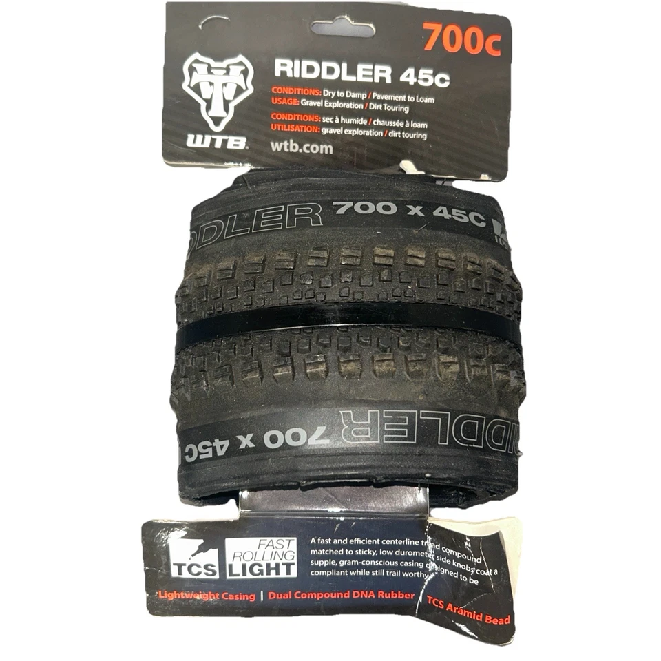 WTB Riddler Tire 700 x 45 Tubeless Folding Black Gravel TCS Light Fast Rolling - Image 3 of 4