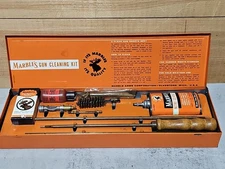 Vintage Marbles Gun Cleaning Kit NITRO SOLVENT LEAD TOP Oil Tin Pad Box Rod Tips