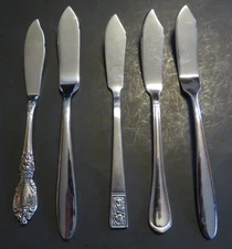 5 - Butter Knifes Stainless Steel Oneida, Pfaltzgraff, Stylecraft New & Vintage
